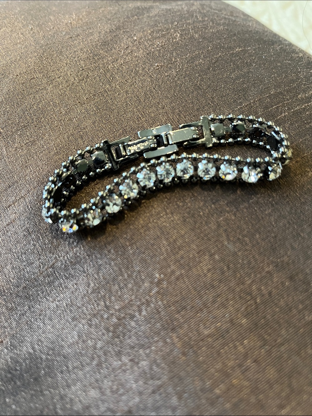 Stella and Dot Black and Clear Rhinestone Bracelet